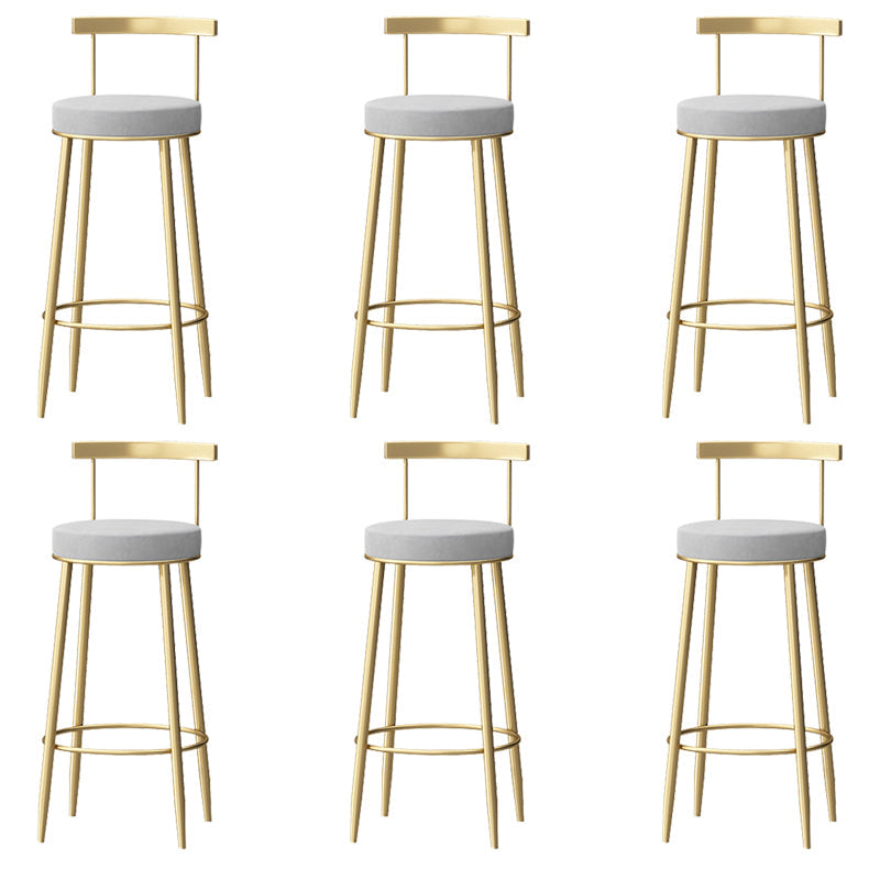 Taburete de respaldo de respaldo sin brazo de glamour taburete de barra de hierro con pedal y cojín para el café