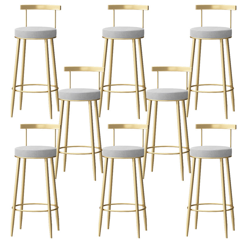 Taburete de respaldo de respaldo sin brazo de glamour taburete de barra de hierro con pedal y cojín para el café