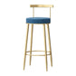 Taburete de respaldo de respaldo sin brazo de glamour taburete de barra de hierro con pedal y cojín para el café