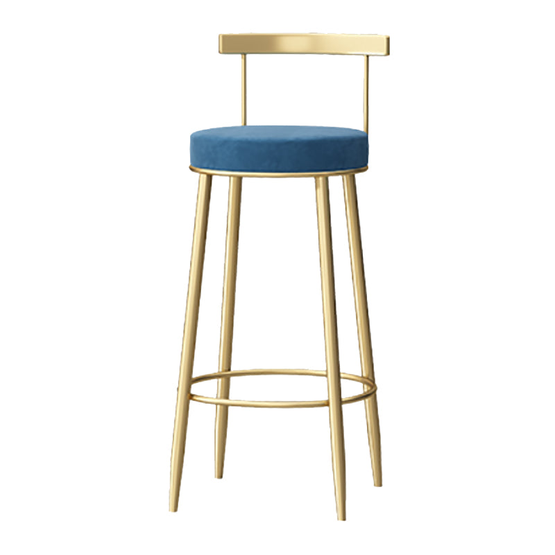 Taburete de respaldo de respaldo sin brazo de glamour taburete de barra de hierro con pedal y cojín para el café