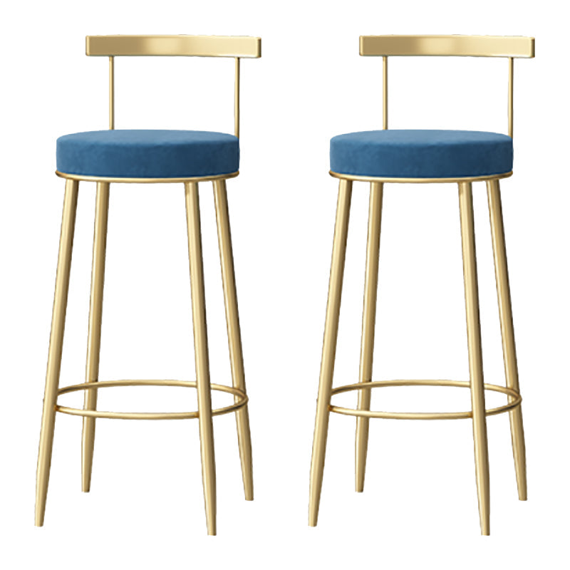 Taburete de respaldo de respaldo sin brazo de glamour taburete de barra de hierro con pedal y cojín para el café