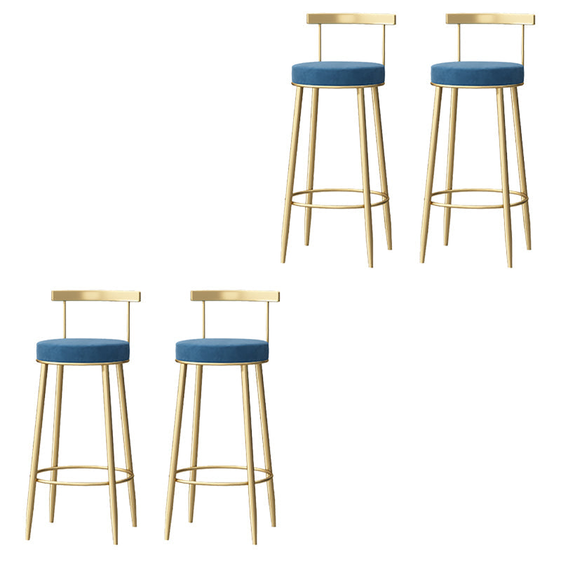 Taburete de respaldo de respaldo sin brazo de glamour taburete de barra de hierro con pedal y cojín para el café