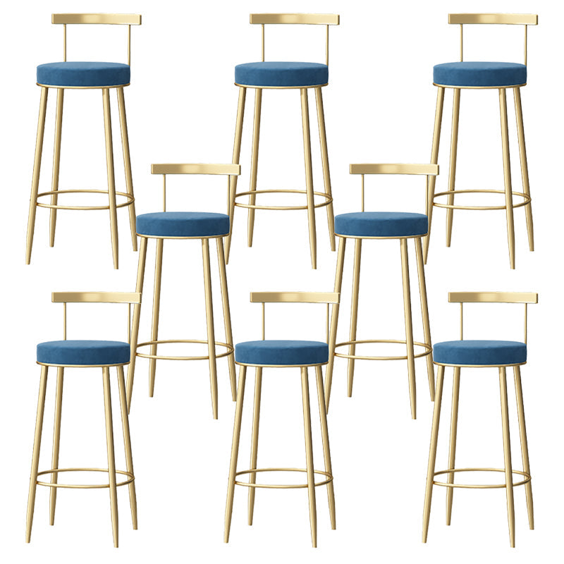 Taburete de respaldo de respaldo sin brazo de glamour taburete de barra de hierro con pedal y cojín para el café