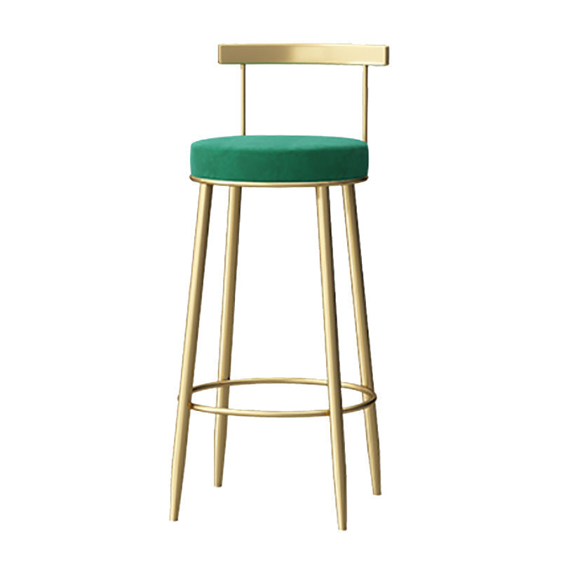 Taburete de respaldo de respaldo sin brazo de glamour taburete de barra de hierro con pedal y cojín para el café