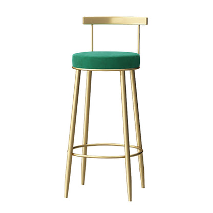 Taburete de respaldo de respaldo sin brazo de glamour taburete de barra de hierro con pedal y cojín para el café