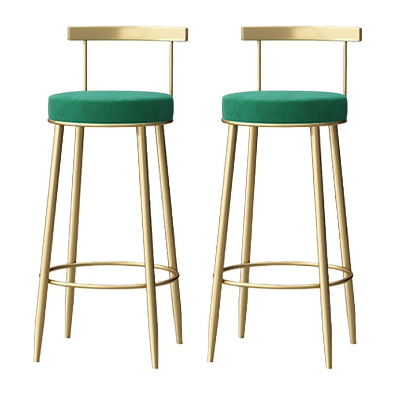 Taburete de respaldo de respaldo sin brazo de glamour taburete de barra de hierro con pedal y cojín para el café