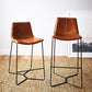 Modern Backrest Armless Counter Stool Iron Bar Stool with Cushion and Pedal
