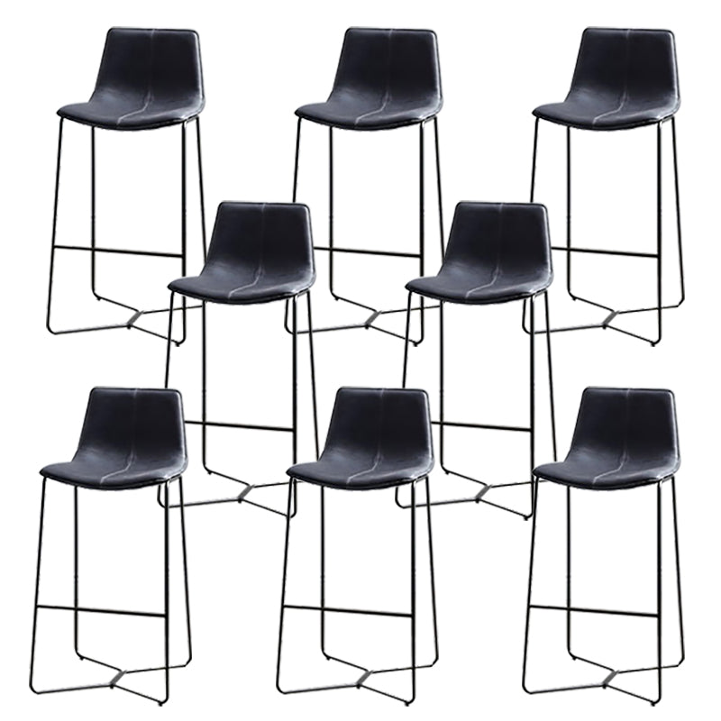 Modern Backrest Armless Counter Stool Iron Bar Stool with Cushion and Pedal