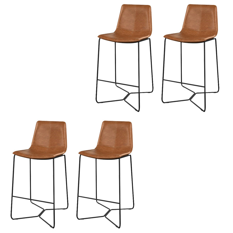 Modern Backrest Armless Counter Stool Iron Bar Stool with Cushion and Pedal