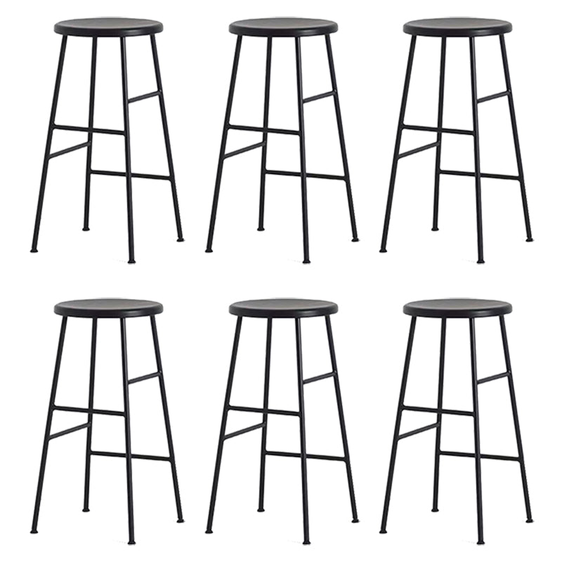 Modern Armless Backless Counter Stool Iron Bar Stool with Seat and Pedal for Cafe