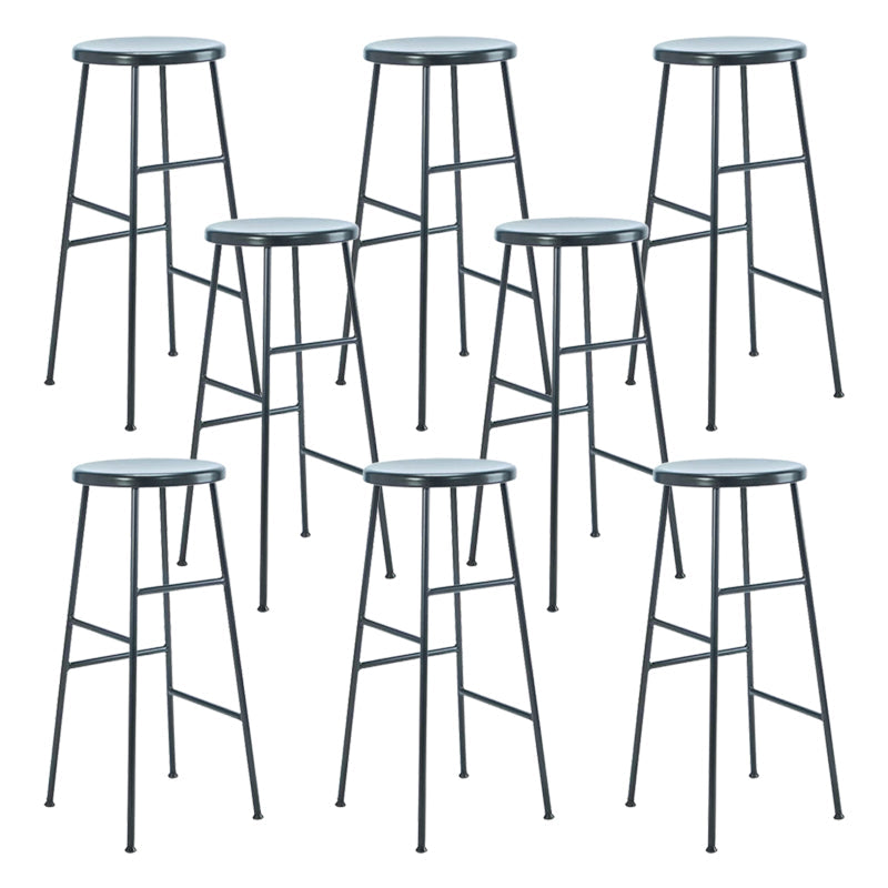Modern Armless Backless Counter Stool Iron Bar Stool with Seat and Pedal for Cafe
