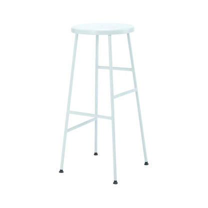 Modern Armless Backless Counter Stool Iron Bar Stool with Seat and Pedal for Cafe