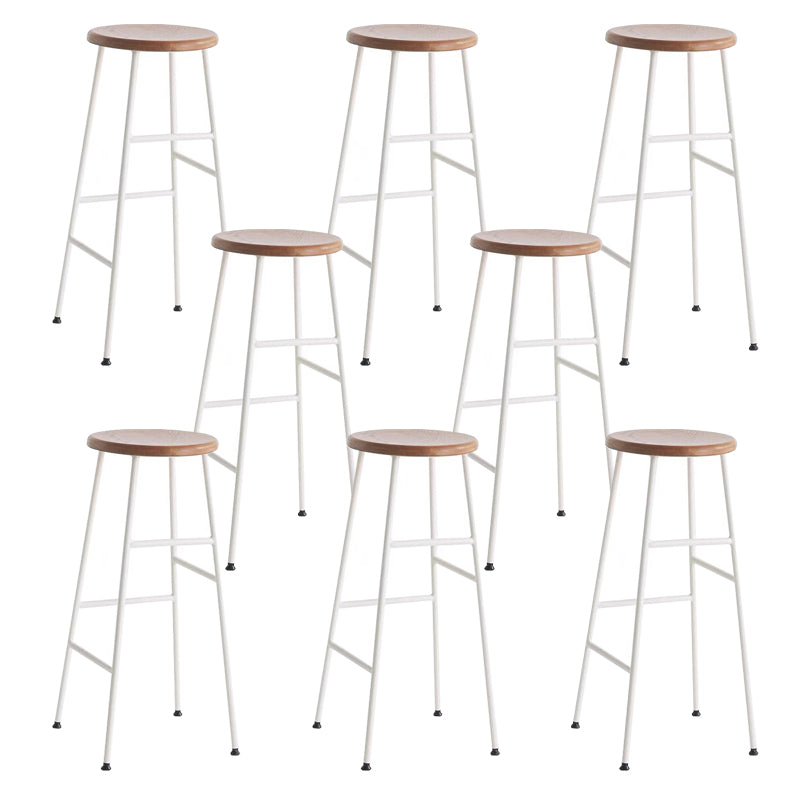 Modern Armless Backless Counter Stool Iron Bar Stool with Seat and Pedal for Cafe