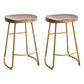 Modern Armless Backless Counter Stool Iron Bar Stool with Wooden Seat for Indoor Walnut 2 Piece Set Clearhalo 'Bar Furniture' 'Bar Stools' 'bar_stools' 'furn' 'furn_bar_stools' 'Furniture' 'Kitchen & Dining Furniture' 6557751