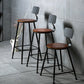 Modern Armless Backrest Counter Stool Iron Bar Stool with Wooden Seat for Bar