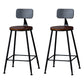 Modern Armless Backrest Counter Stool Iron Bar Stool with Wooden Seat for Bar