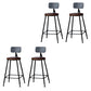Modern Armless Backrest Counter Stool Iron Bar Stool with Wooden Seat for Bar