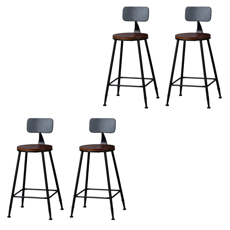 Modern Armless Backrest Counter Stool Iron Bar Stool with Wooden Seat for Bar