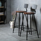 Modern Armless Backrest Counter Stool Iron Bar Stool with Wooden Seat for Bar