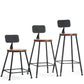 Modern Armless Backrest Counter Stool Iron Bar Stool with Wooden Seat for Bar