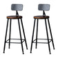 Modern Armless Backrest Counter Stool Iron Bar Stool with Wooden Seat for Bar