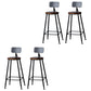 Modern Armless Backrest Counter Stool Iron Bar Stool with Wooden Seat for Bar