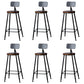 Modern Armless Backrest Counter Stool Iron Bar Stool with Wooden Seat for Bar