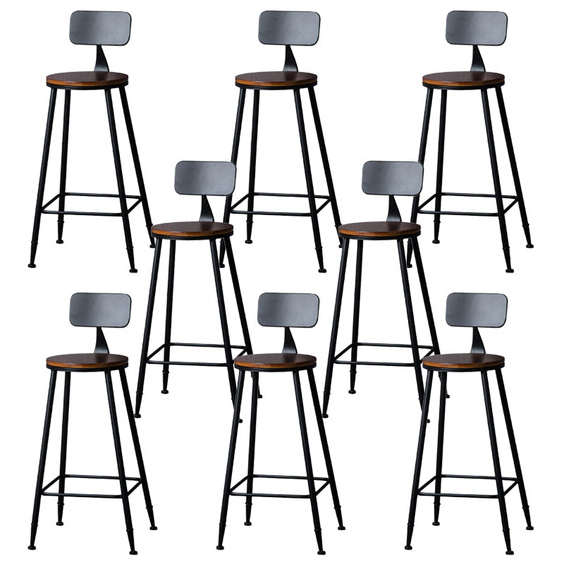 Modern Armless Backrest Counter Stool Iron Bar Stool with Wooden Seat for Bar