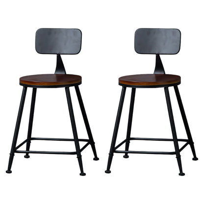 Modern Armless Backrest Counter Stool Iron Bar Stool with Wooden Seat for Bar