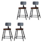 Modern Armless Backrest Counter Stool Iron Bar Stool with Wooden Seat for Bar