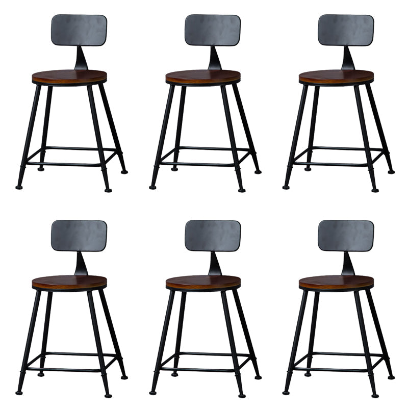 Modern Armless Backrest Counter Stool Iron Bar Stool with Wooden Seat for Bar