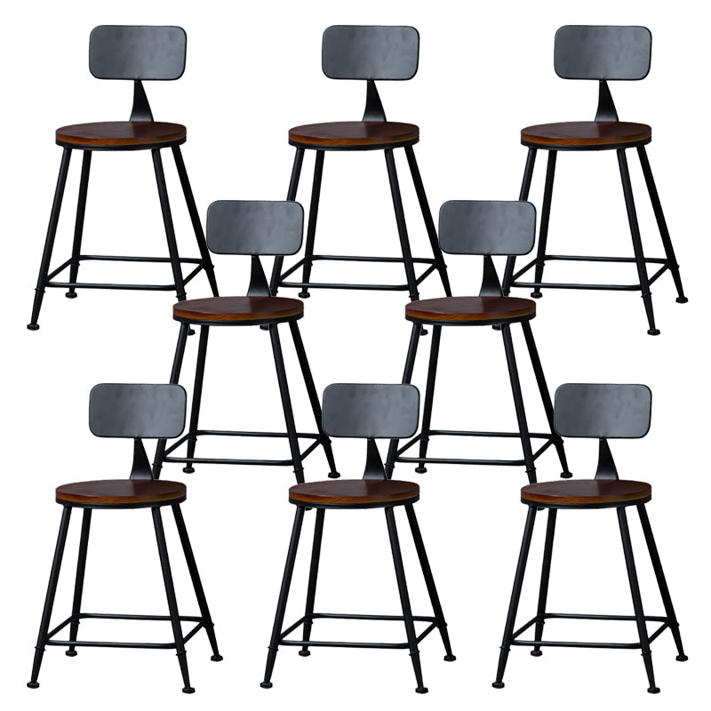Modern Armless Backrest Counter Stool Iron Bar Stool with Wooden Seat for Bar
