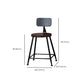 Modern Armless Backrest Counter Stool Iron Bar Stool with Wooden Seat for Bar