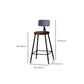 Modern Armless Backrest Counter Stool Iron Bar Stool with Wooden Seat for Bar