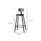 Modern Armless Backrest Counter Stool Iron Bar Stool with Wooden Seat for Bar