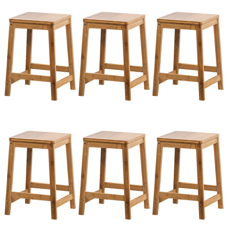 フットレスト付きコンテンポラリーダイニングスツールスクエアソリッドウッドバースツール