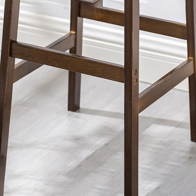 フットレスト付きコンテンポラリーダイニングスツールスクエアソリッドウッドバースツール