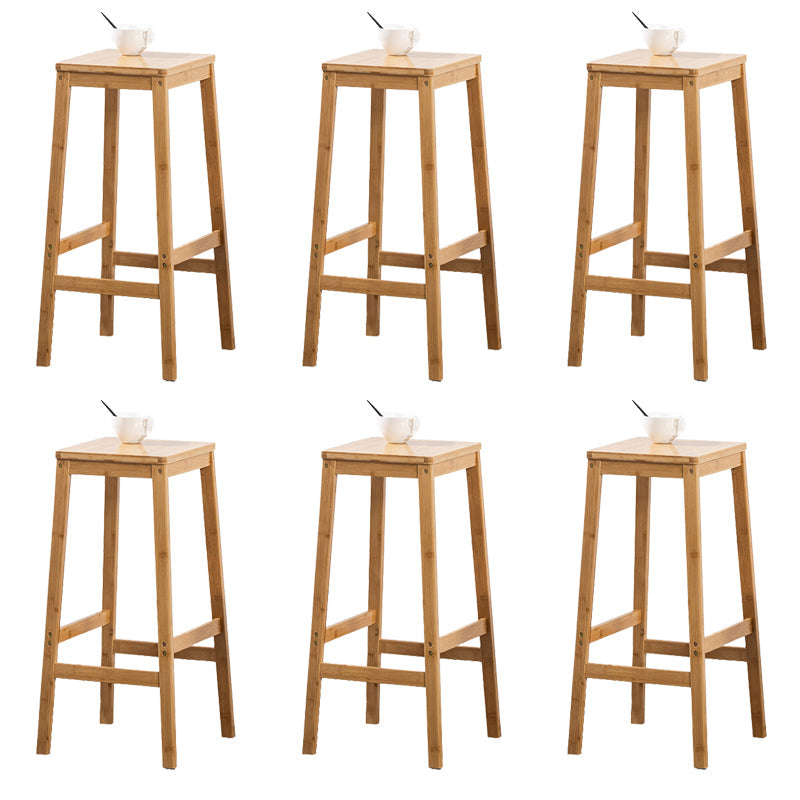 フットレスト付きコンテンポラリーダイニングスツールスクエアソリッドウッドバースツール