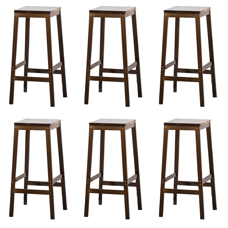 フットレスト付きコンテンポラリーダイニングスツールスクエアソリッドウッドバースツール