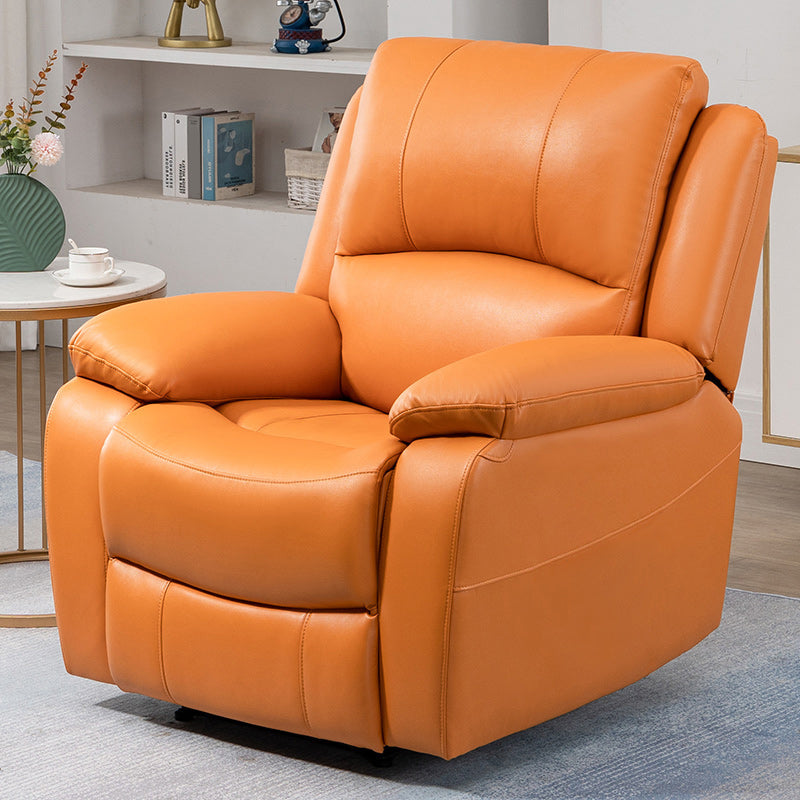 Solid Color Standard Recliner Modern Minimalist Home Single Recliner Orange USB Port Not Included Clearhalo 'Chairs & Seating' 'furn' 'furn_recliners' 'Furniture' 'Living Room Furniture' 'Recliners' 6558073