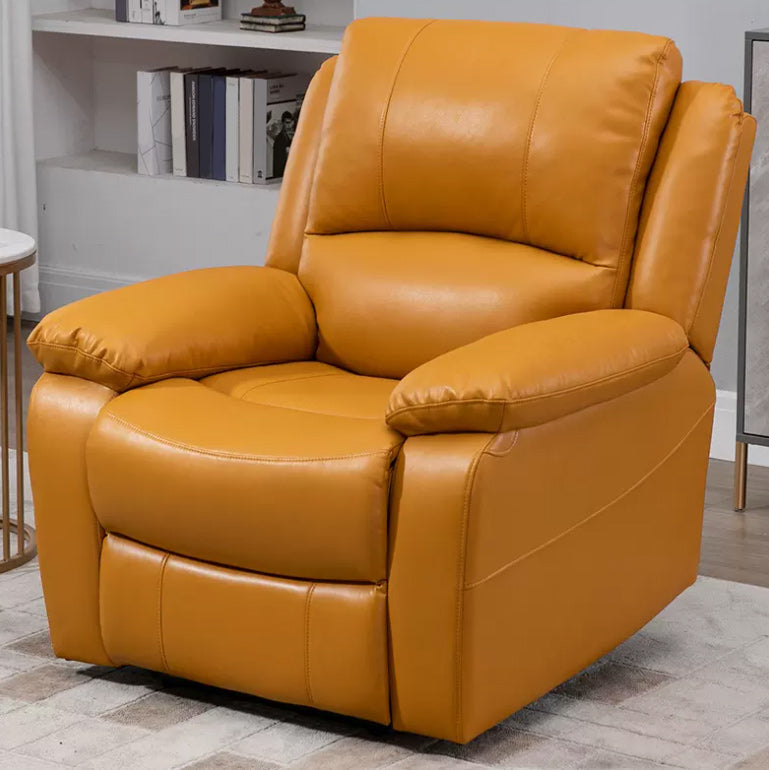 Solid Color Standard Recliner Modern Minimalist Home Single Recliner Orange USB Port Included Standard (No Motion) Clearhalo 'Chairs & Seating' 'furn' 'furn_recliners' 'Furniture' 'Living Room Furniture' 'Recliners' 6558075