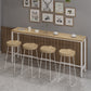 Mesa rectangular con altura de barra, patas blancas y mesa de bar con base de metal para uso en patio