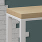 Mesa rectangular con altura de barra, patas blancas y mesa de bar con base de metal para uso en patio