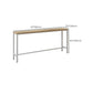 Mesa rectangular con altura de barra, patas blancas y mesa de bar con base de metal para uso en patio
