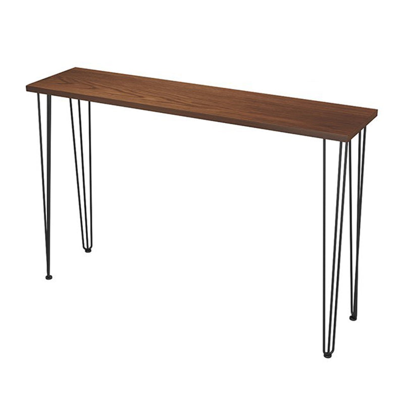 Table de bar rectangulaire à hauteur de pieds noirs et base en métal avec quatre pieds