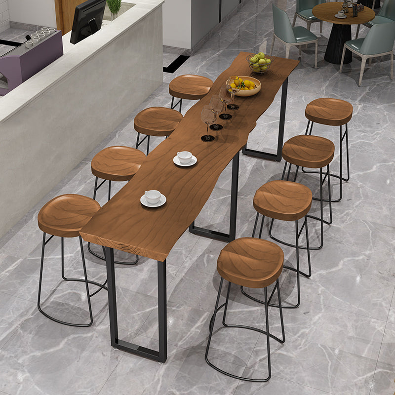 Rechteckiger Bartisch mit schwarzen Beinen und Metallsockel, Bistro-Bartisch für das Esszimmer