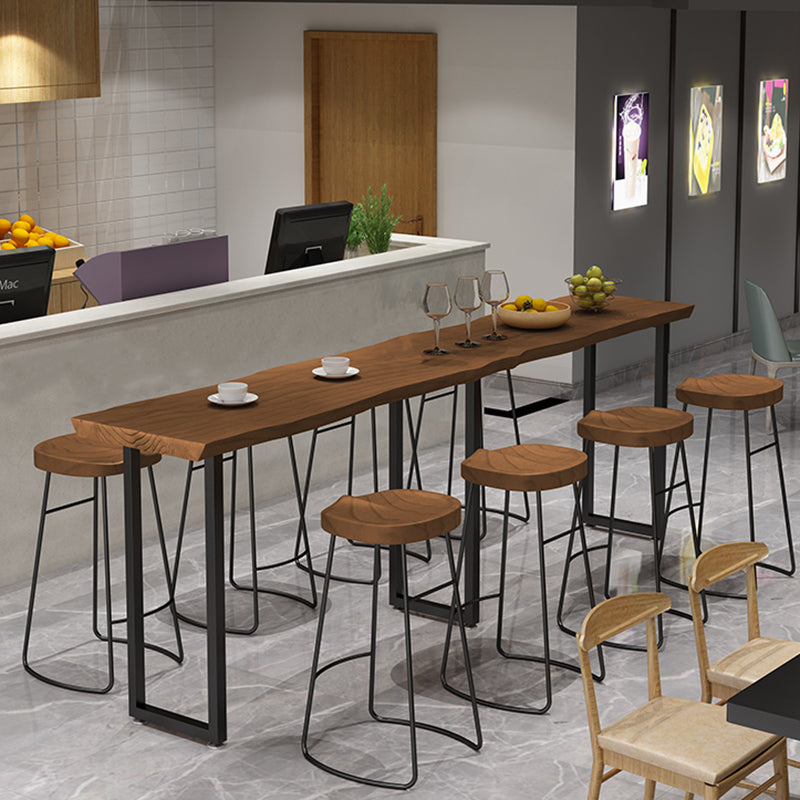 Rechteckiger Bartisch mit schwarzen Beinen und Metallsockel, Bistro-Bartisch für das Esszimmer