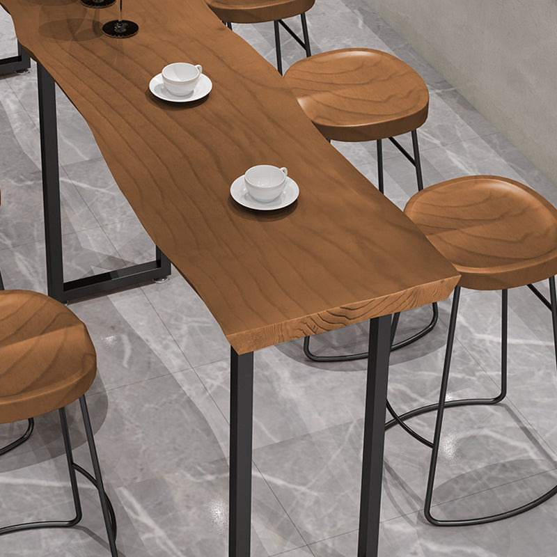 Rechteckiger Bartisch mit schwarzen Beinen und Metallsockel, Bistro-Bartisch für das Esszimmer
