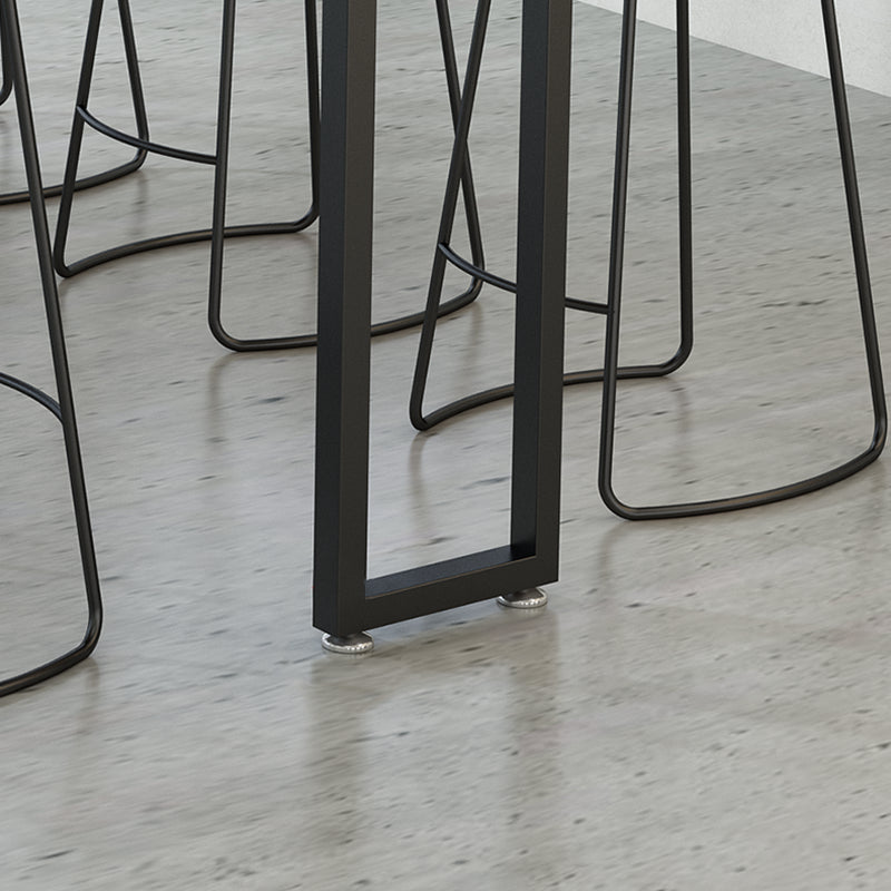 Rechteckiger Bartisch mit schwarzen Beinen und Metallsockel, Bistro-Bartisch für das Esszimmer