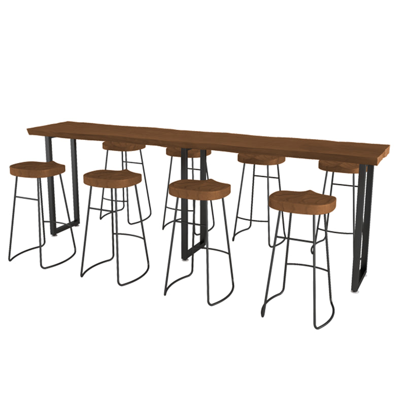 Rechteckiger Bartisch mit schwarzen Beinen und Metallsockel, Bistro-Bartisch für das Esszimmer